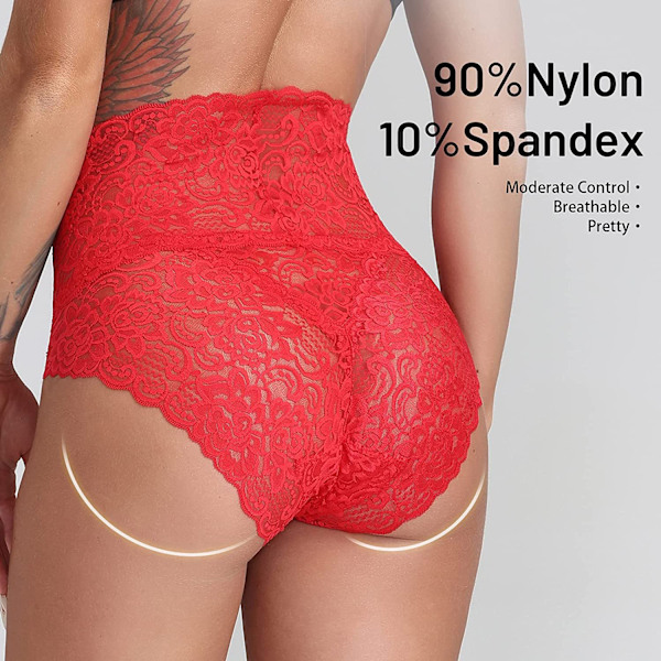 Womens Lace Underwear High Waist Panties Sexy Set 3-Pack, Blå, 3XL