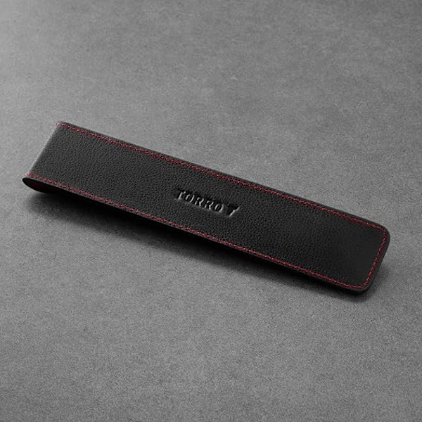 Pencil Sleeve Kompatibel med Apple Pencil (USB-C, 1:a och 2:a generationen) – Äkta läder Apple Pencil-fodral med mikrofiberfoder Black with Red Detail