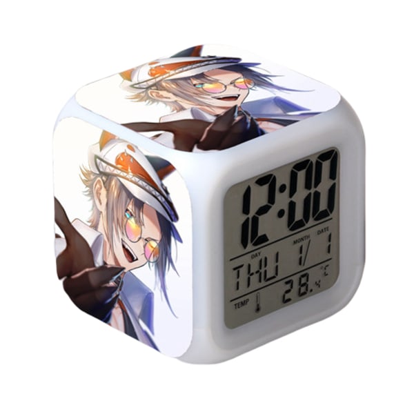 Anime Väckarklocka One Piece LED Kvadratisk Klocka Digital Väckarklocka med Tid, Temperatur, Alarm, Datum