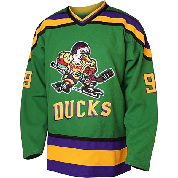 Herre Mighty Ducks 96 Charlie Conway 99 Adam Banks 33 Greg Goldberg Film Hockey Jersey Grønn 99  L