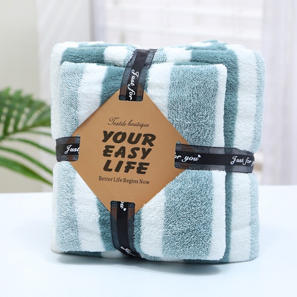 Mikrofiber Badehåndklæde Sæt 2 Pak Vaskeklude Mikrofiber Koral Fløjl Høj Absorberende Håndklæde Hurtig Tør Håndklæde Sæt til Bad Grøn