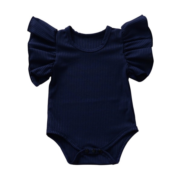 AVEKI Baby Girl Solid Ruffle Romper Bodysuit Jumpsuit Casual One Piece Outfit --- Royal Blue（Storlek 100）