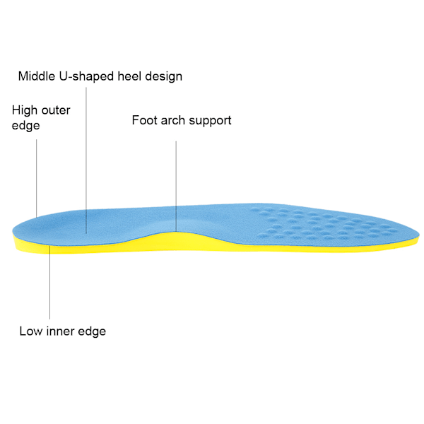 Ortopediska innersulor X/O-formade benkorrigering Platt fotvalvstöd FotmassageapparatBlå M 25,5 cm (38-40)