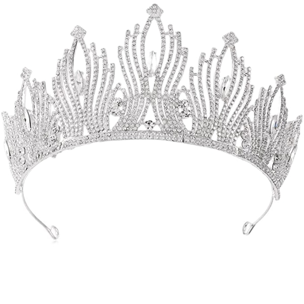 Gold Crown Queen Crown Vintage Tiara Bröllopsbröllop Crown Ball håraccessoarer för alla kvinnor och flickor (silver)