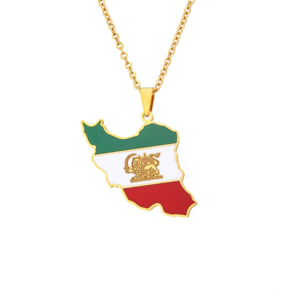 Fashionable ethnic style jewelry Iran map pendant necklace, geometric stainless steel pendant for men and women