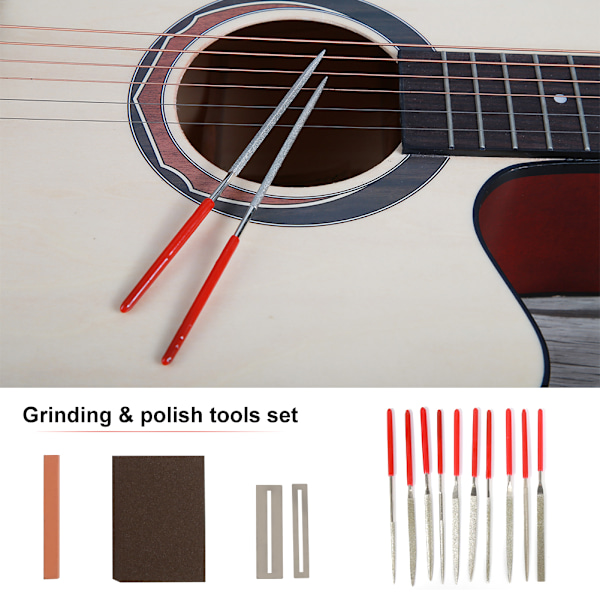 Gitarr Reparation Underhåll Mätning Slipning Polering Kits Verktygssats