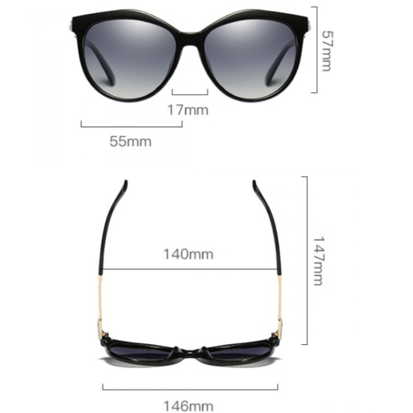 Polariserade solglasögon damer, färgfilterglas diamantsolglasögon A405