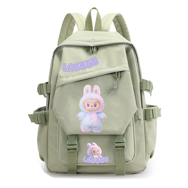 labubv - Rygsæk med tema: 42cm×28cm×21cm, Sødt karakterdesign til daglig brug green