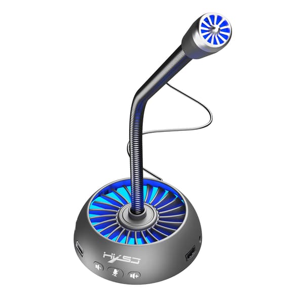 Multifunksjonell stemmemikrofon, USB-mikrofon RGB lysende bøybar, driverfri stemmechat videokonferanse datamaskinmikrofon