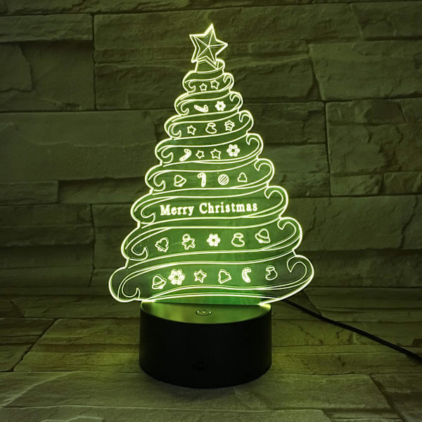 Uruzuo Glædelig Jul Juletræ Julemand 3D Illusion Natlys Legetøj Snemand Lampe, Skrivebord Julelys Fødselsdag Dekorationer Gaver Fest Lokale Dekoration