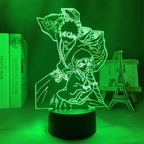 3D Illusion Lampe Natlampe Anime Rukia Kurosaki Ichigo Actionfigur Touch 7 Farve/Fjernbetjening 16 Farve Mode Gaver (7 Farver Touch Style) mytologisk figur