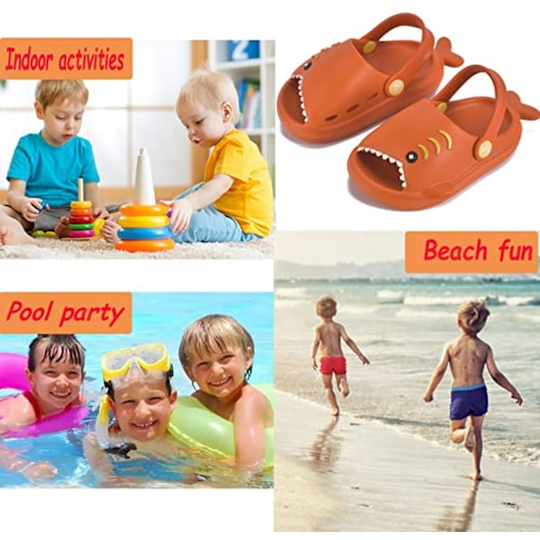 Sandal för småbarn pojkar flickor Slide Sandal Dinosaur Småbarn Flip Flops Utomhus Inomhus Hem Barn Sommar Vattenskor-----Orange（140 Yard）