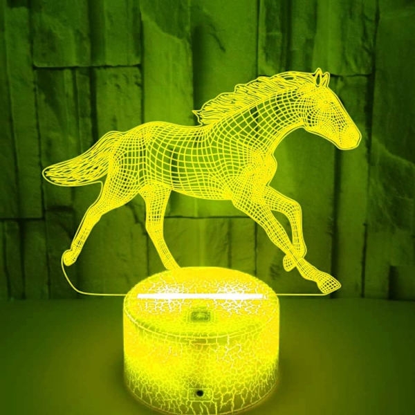 WJ 3D häst nattlampa bord skrivbord optisk illusion lampor 7 färgskiftande lampor LED bordslampa jul hem kärlek födelsedag barn barn inredning leksak present