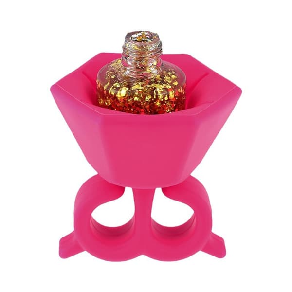 Bärbara nagellacksflaskhållare i silikon - 3-pack blomformade fingerringställ, spillsäkra gelnagellacksflaskgrepp för hemmet