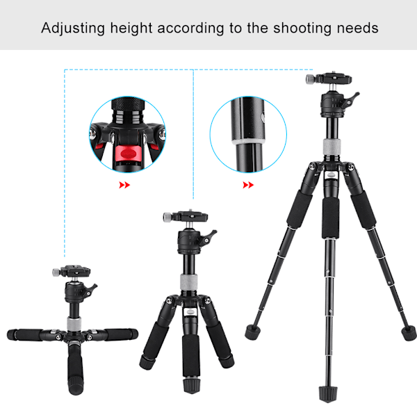 K521 Mini Bärbar Skrivbord Utbyggbar Stativ för DSLR Spegelreflexkamera Grå