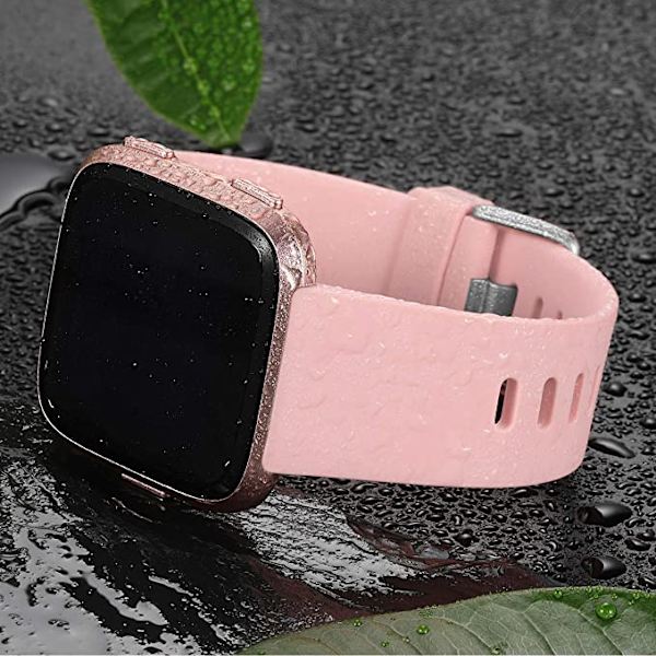 Älykellon ranneke sopii Fitbit versa älykellolle, versa 2 ja versa Lite se -kelloille naisille ja miehille (Pink-L)