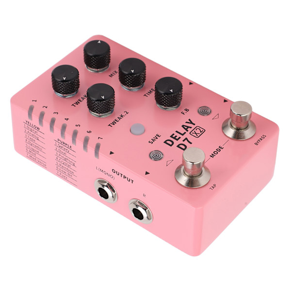 Stereo Delay-effekt Elektrisk Gitarr Singel Effektor Stöd Lagring med 14 Effekter 100‑240VUS-kontakt