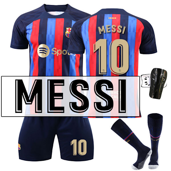 Barcelona fodboldtrøjesæt med sokker og knæbeskyttere - sæson 22-23 - nr. 10 MESSI#26 No.10 MESSI #26
