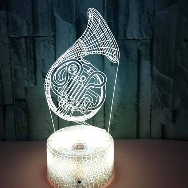 JUSTUP 3D-lampa Illusion Nattljus Dimbar 16 Färgförändrande Smart Touch Saxofon Bordslampa Dekoration för Musikälskare (Stil 18)