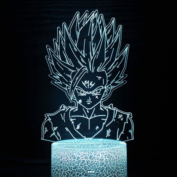 WJ 3D Illusion Anime Lampe, 7 farver skiftende 3D Illusion Anime Lys, Anime Figur 3D Lys Anime til Akryl LED Lampe Anime Led Lys Apkungens ansikte-a