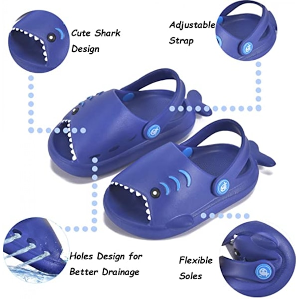 Sandal för småbarn pojkar flickor Slide Sandal Dinosaur Småbarn Flip Flops Utomhus Inomhus Hem Barn Sommar Vattenskor-----Mörkblå（130 Yard）
