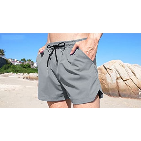 Simshorts för män Quick Dry Board Shorts Badkläder Badkläder Badkläder ljusgrå—XL