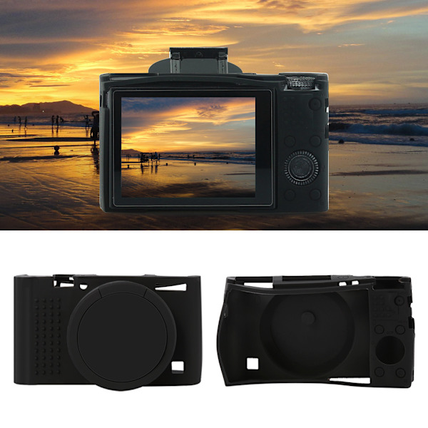 Lätt och hållbar silikonkameraväska, skyddande fodral för Sony RX100M3 M4 M5 (svart)