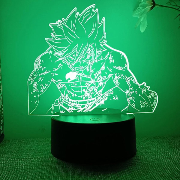 WJ Gray Fullbuster 3D LED-lampe til soveværelse Mange nattelys Anime-figur Værelsesindretning Gave 3D Illusion-lampe Goblins svans
