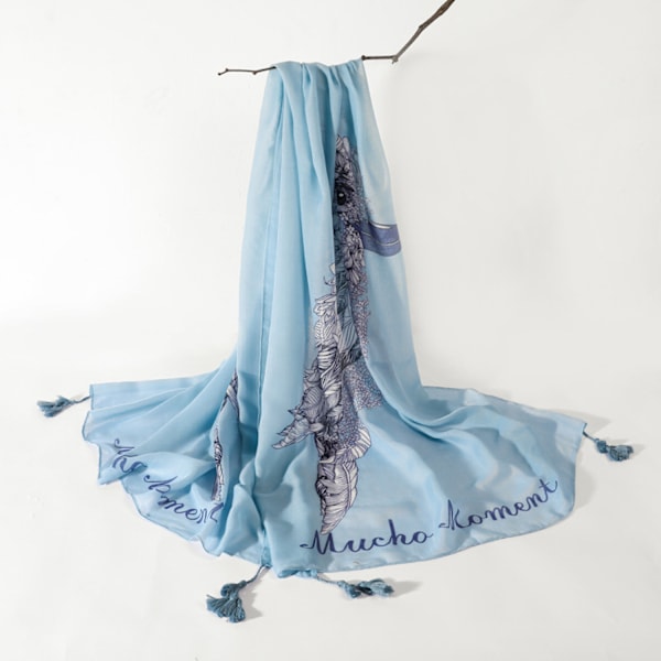 70 x 35 Kvadratisk Silkesliknande Hårsjalv Huvud Sovande Wrap Satinscarf, Blå-1