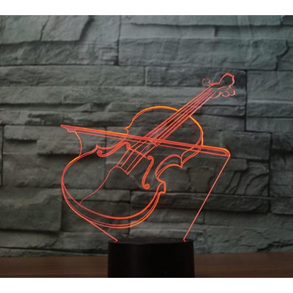 WJ 3D fiolspel instrument fjärrkontroll 16 färger nattljus illusion akryl LED bordslampa sänglampa barn sovrum skrivbord dekor födelsedagspresenter leksak