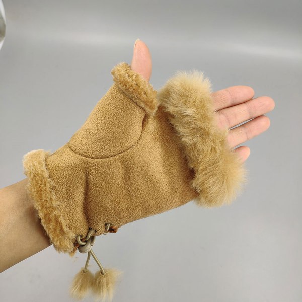 Fingerlösa pälshandskar-Släta lurviga handskar-Mjuka fuzzy kvinnor,Tjejer varmare handskar