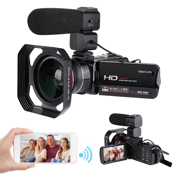 VBESTLIFE HDV Z20 3.0 tum IPS-skärm WIFI 16x digital zoom 1080P DV digitalkamera -