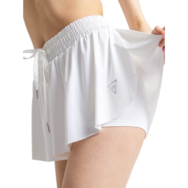 Flowy Shorts för kvinnor Atletiska löparshorts Workout Buterfly Shorts Söta shorts (vita)