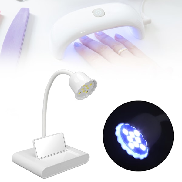 20W neglelakk herdelampe 8 stk lysbrikker LED speil gelpoleringstørker med USB-kabel for hjemme- og salongbruk