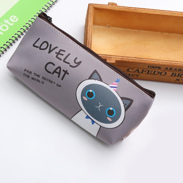 Tecknad söt katt case Kosmetika Hållbar canvas pappersvaror Kosmetikväska för pojkar Flickor Studenter och kontorsmaterial