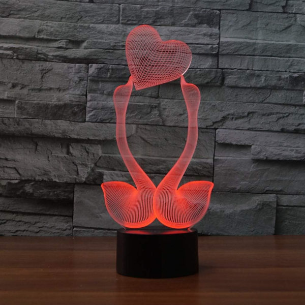 3D Cartoon Swan Fjärrkontroll 16 Färg Nattljus Illusion Akryl LED Bordsängslampa Barn Sovrum Skrivbordsdekor Födelsedagspresenter Leksak för Barn