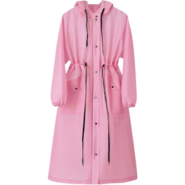 Vattentät poncho för hela kroppen för kraftigt regn, lång regnkappa för damer för cykling, bärbar regnutrustning för vuxna Pink L