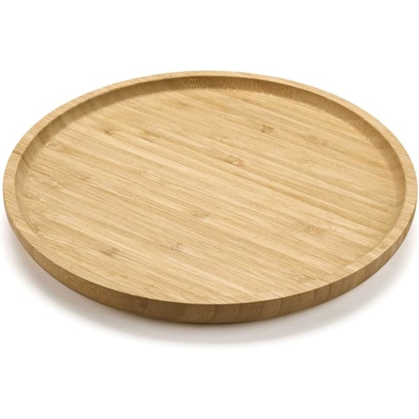 Round Bamboo Tray, Wood Plates, Wooden Serving Platter, Charcuterie Serving Board for Dinning / Coffee Table, 9.8 inch