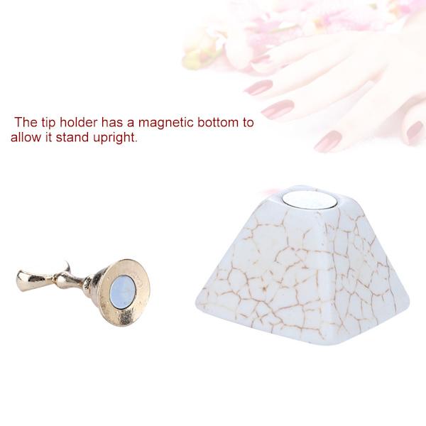 Magnetisk negletip øvelsesstand base legering holder neglekunst display stand manicure værktøj (Beige)
