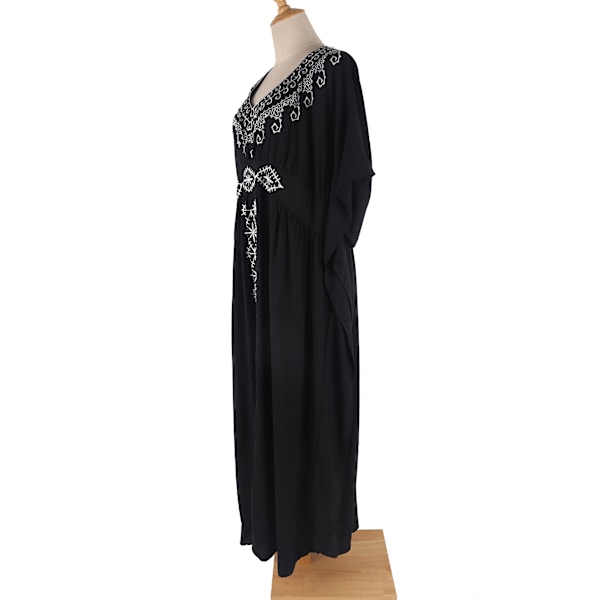 Caftans Loungewear för kvinnor Beach Chiffon Cover Ups 3/4-ärm V-hals Broderad Lös Side Split