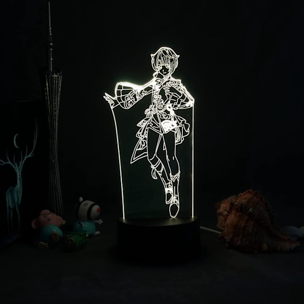 Genshin Impact 3D Illusion Natlampe - Spil Lys til Soveværelsesindretning LED Lys Atmosfære Sengebords Natlamper Børnegave Harakami Gyokyu
