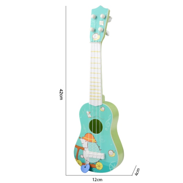 4 Strengs Miniatyr Ukulele Musikkleketøy Fargerikt Mønstret Pedagogisk Barn Liten Ukulele Grønn