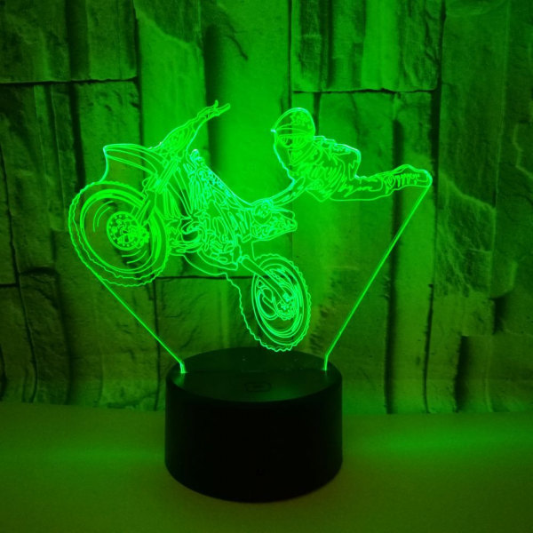 Stunt Motorcykel 3D Illusion Nattlampa 16 Färger Ändra Touch   Fjärrkontroll Heminredning LED  Jul Födelsedagspresent（Stil T）