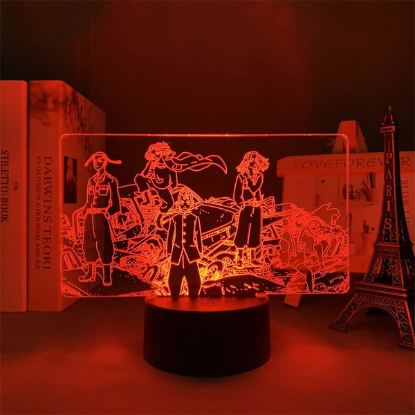 WJ Anime 3D LED Natlampe 3D Illusion Lampe 16 Farver Skiftende Touch Fjernbetjening Natlys til Børns Soveværelse Dekoration Sengelampe Drenge Piger