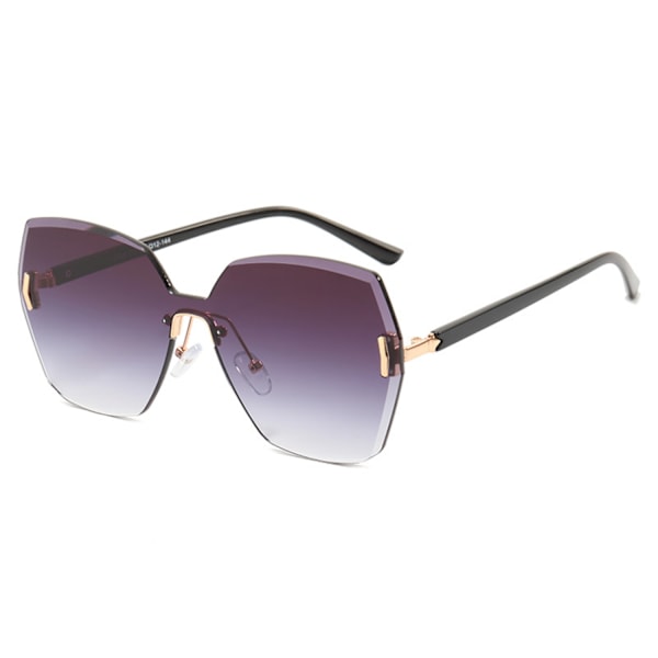 Dame Rimless Krystal Cut Solbriller Damer UV Beskyttelse Diamant Solbriller----Guld Ramme Dobbelt Grå Plade