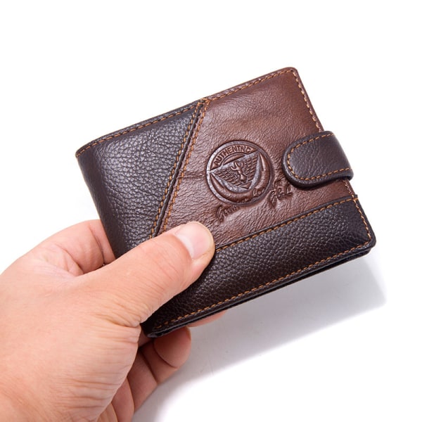 Plånböcker Herr Läder RFID Blockerande Slim Plånbok med 10 kreditkort, 2 sedelfack, ID-fönster & Myntficka Minimalistisk Plånbok-SVART BRUNN 1