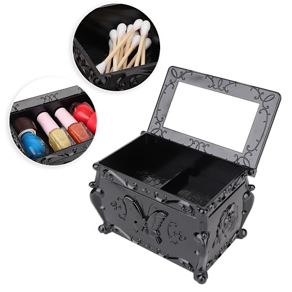 Multifunktionel Retro Makeup Værktøjer Beholder Opbevaringsboks Bomuldspinde Pads Organizer Holder