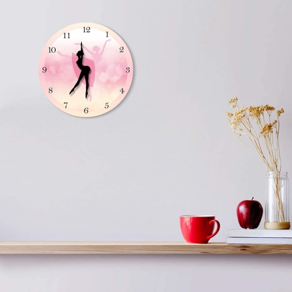 Geeky Days Ballet-tyttö Prinsessa Vaaleanpunainen Seinäkello Vauvan Tytön Tanssiva Seinäkello Balerina Liikkuva Jalka Hiljainen Kvartsi Tytön Makuuhuoneen Sisustus