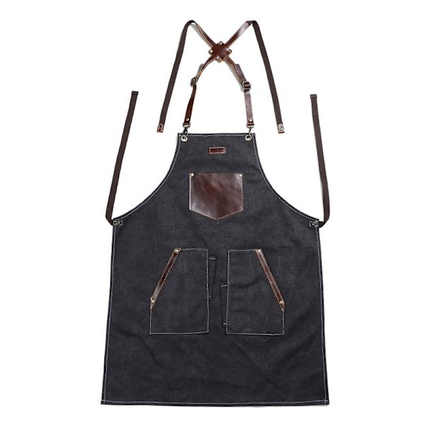 Kitchen For Pros Chef Förkläde - High End Förkläden med Äkta Läder - Ett måste för dina Grillverktyg (svart)