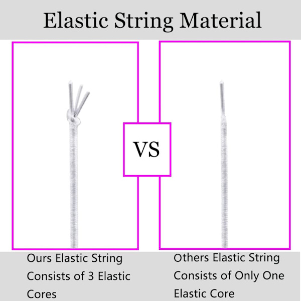 Elastisk snor for armbånd, 1 mm x 110 meter robust, elastisk snor for smykkefremstilling, halskjeder, perling - hvit White Black and White